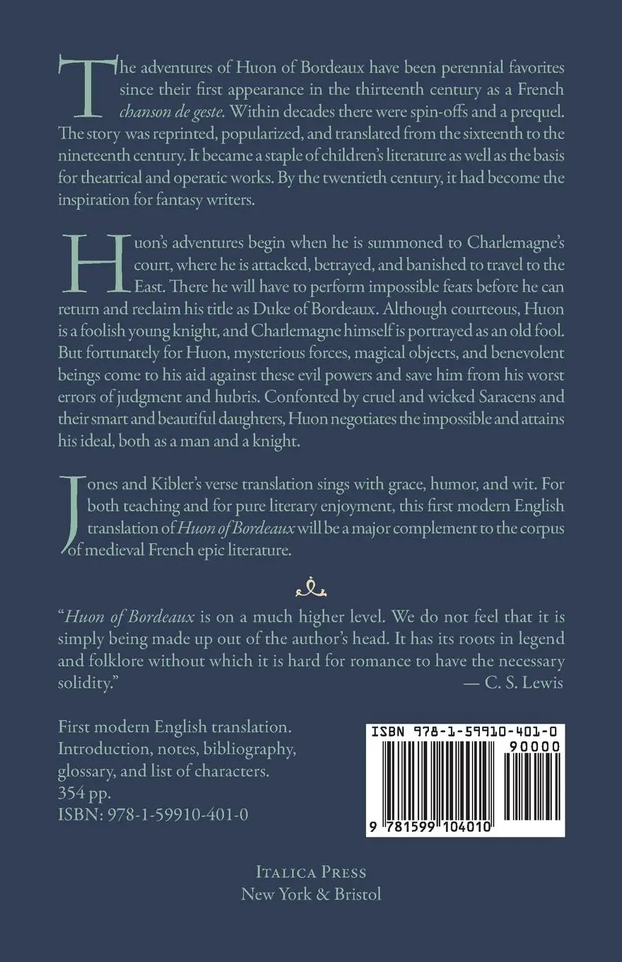 Rückseite: 9781599104010 | Huon of Bordeaux | Catherine M. Jones (u. a.) | Taschenbuch | Englisch