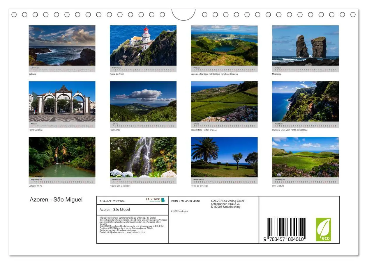 Bild: 9783457884010 | Azoren - São Miguel (Wandkalender 2026 DIN A4 quer), CALVENDO...