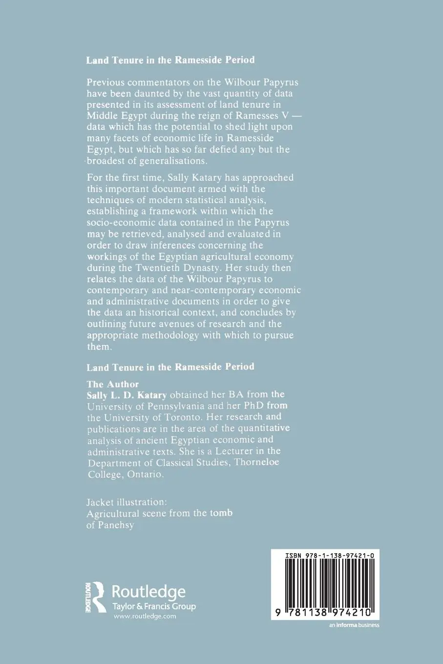 Rückseite: 9781138974210 | Land Tenure In The Ramesside | Sally L. D. Katary | Taschenbuch | 2016