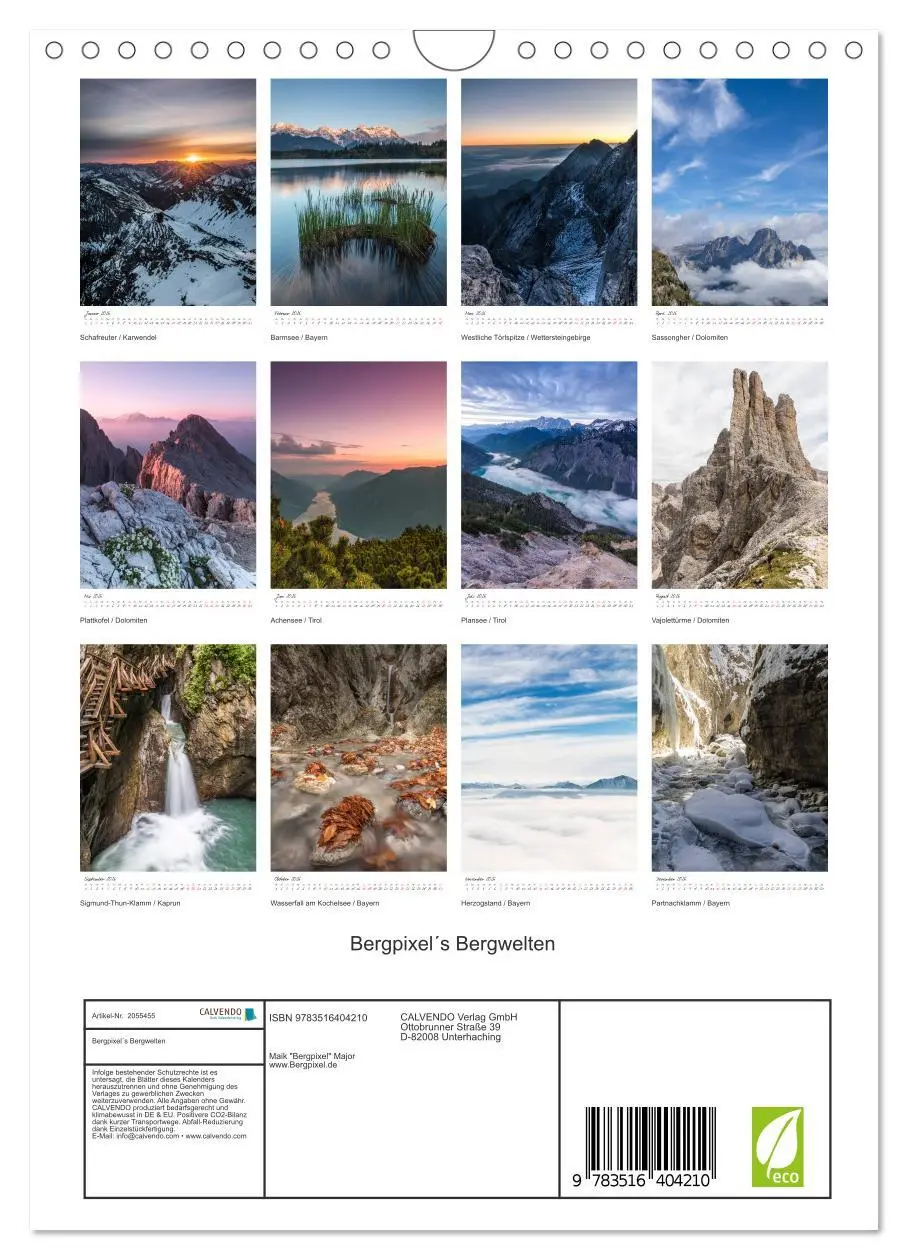 Bild: 9783516404210 | Bergpixel´s Bergwelten (Wandkalender 2026 DIN A4 hoch), CALVENDO...