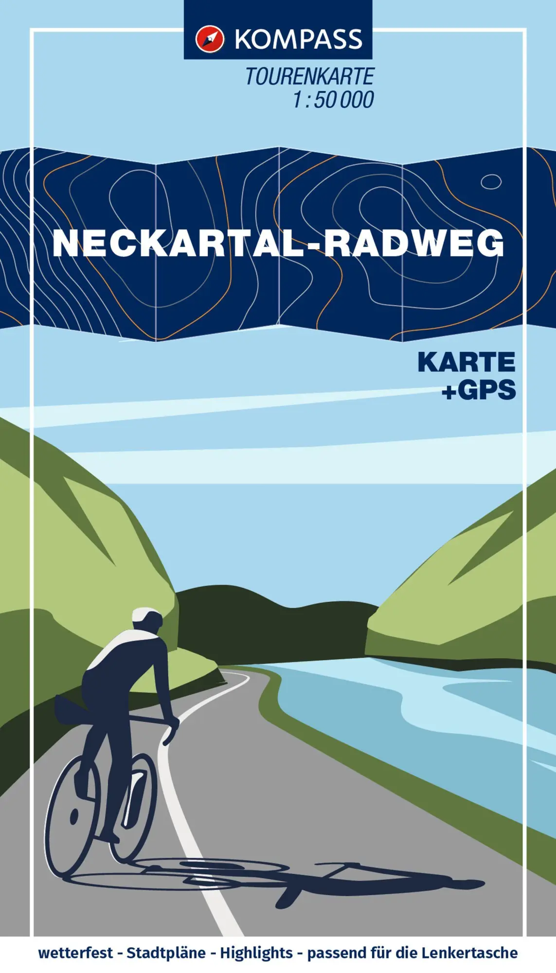 Cover: 9783991544210 | KOMPASS Fahrrad-Tourenkarte Neckartal-Radweg 1:50.000 | (Land-)Karte
