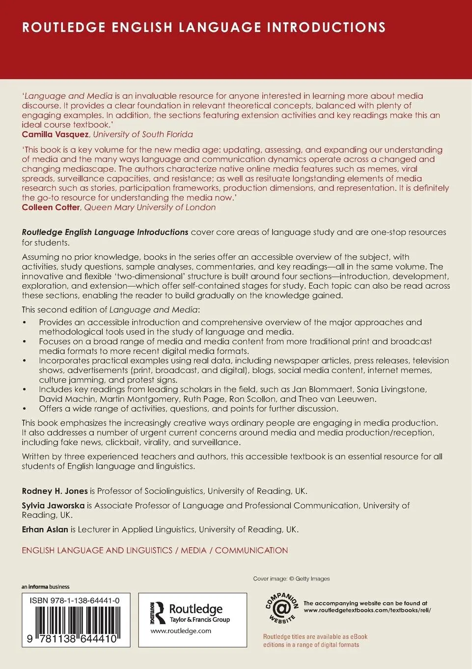 Rückseite: 9781138644410 | Language and Media | A Resource Book for Students | Jones (u. a.)