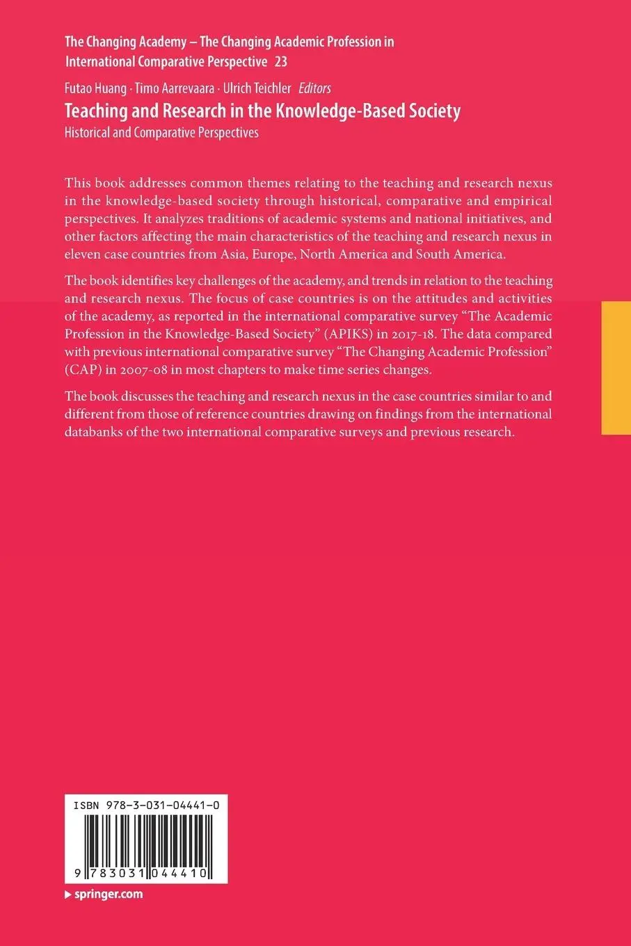 Rückseite: 9783031044410 | Teaching and Research in the Knowledge-Based Society | Huang (u. a.)