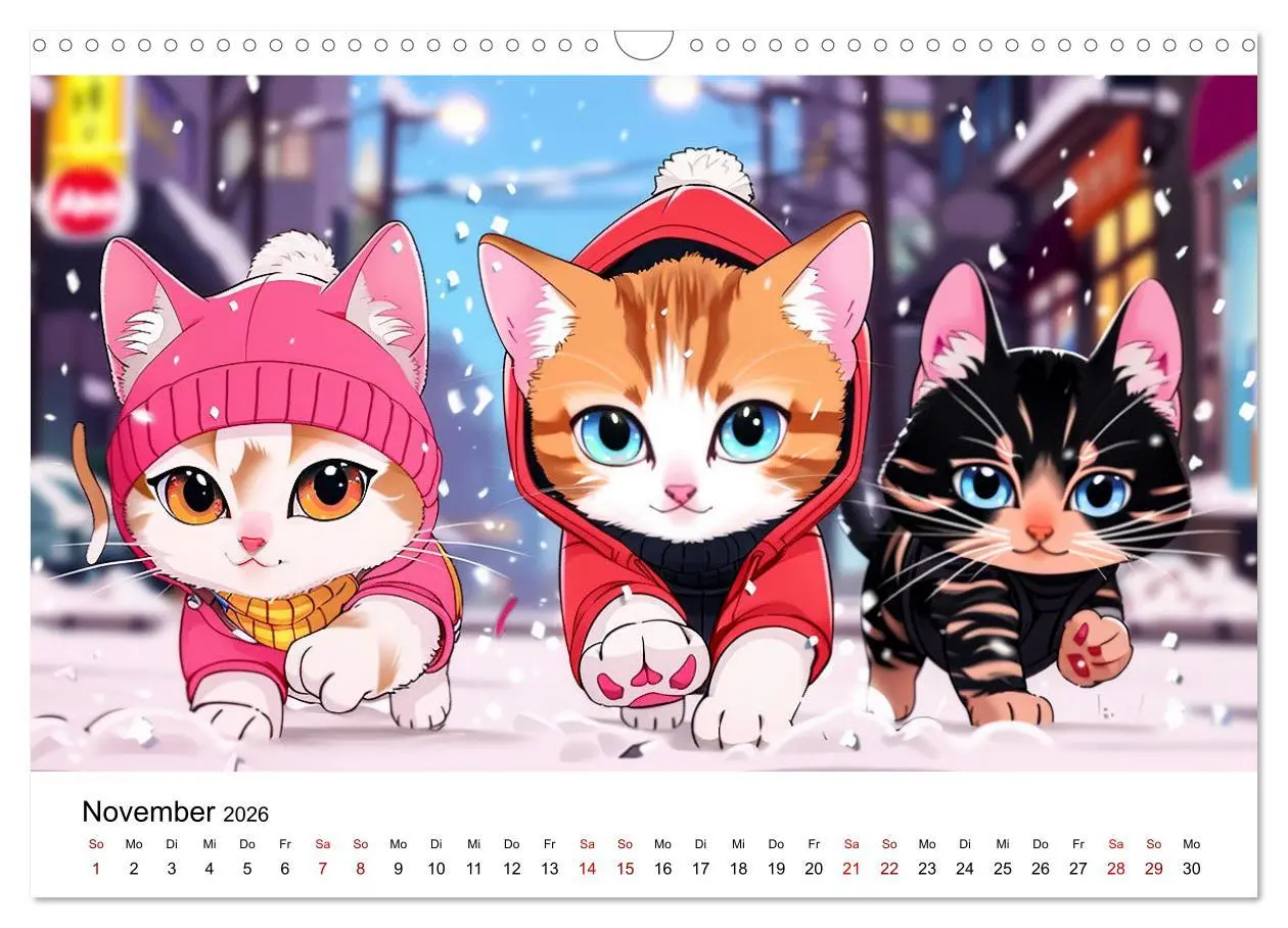 Bild: 9783457394410 | Anime Cats (Wandkalender 2026 DIN A3 quer), CALVENDO Monatskalender