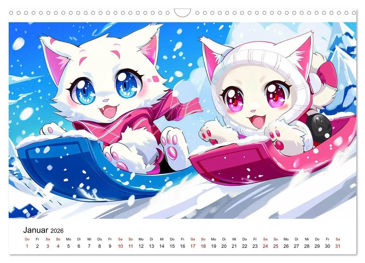 Bild: 9783457394410 | Anime Cats (Wandkalender 2026 DIN A3 quer), CALVENDO Monatskalender