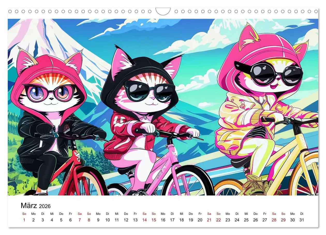 Bild: 9783457394410 | Anime Cats (Wandkalender 2026 DIN A3 quer), CALVENDO Monatskalender