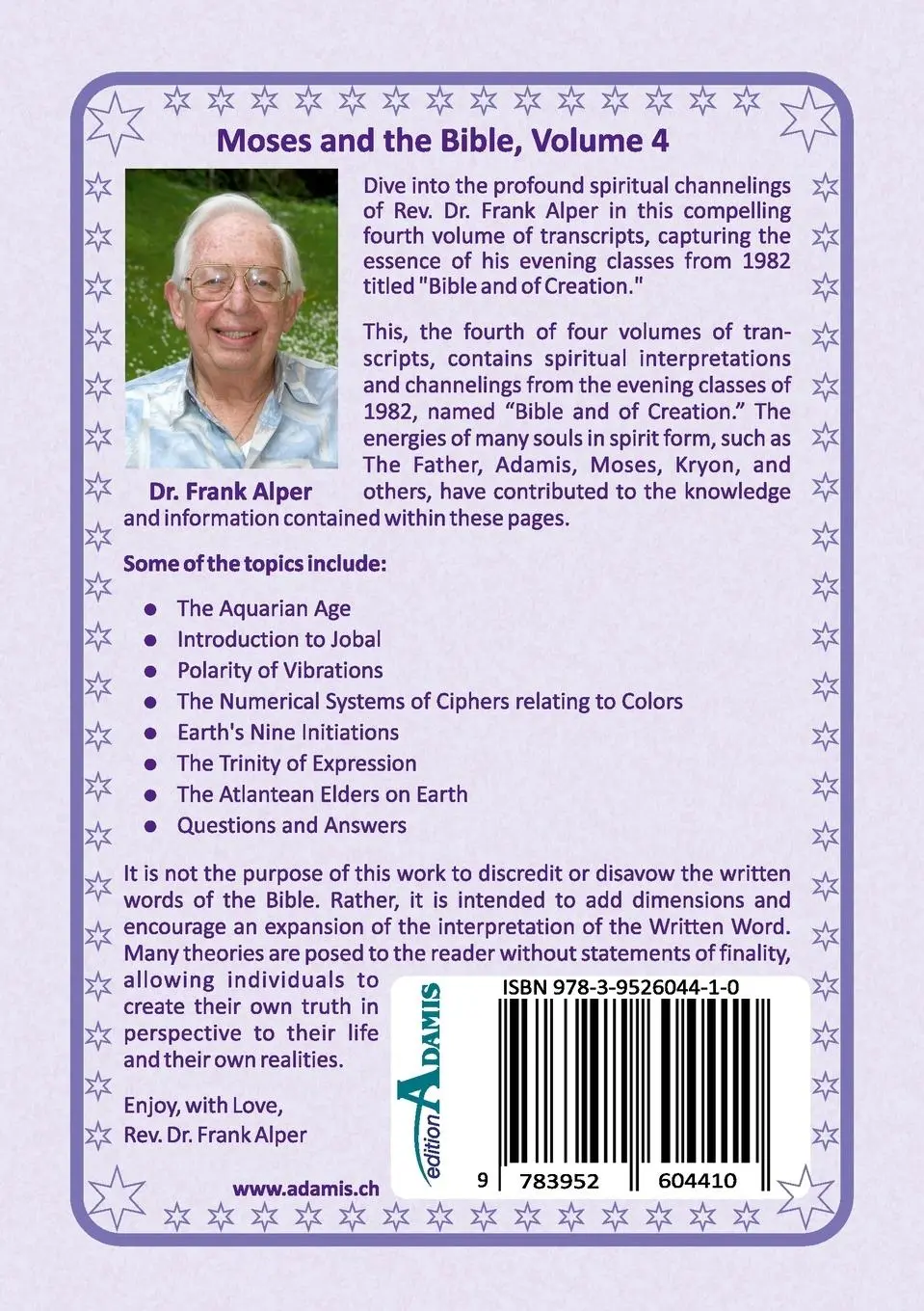 Rückseite: 9783952604410 | Moses and the Bible, Volume 4 | The Story of Creation | Frank Alper