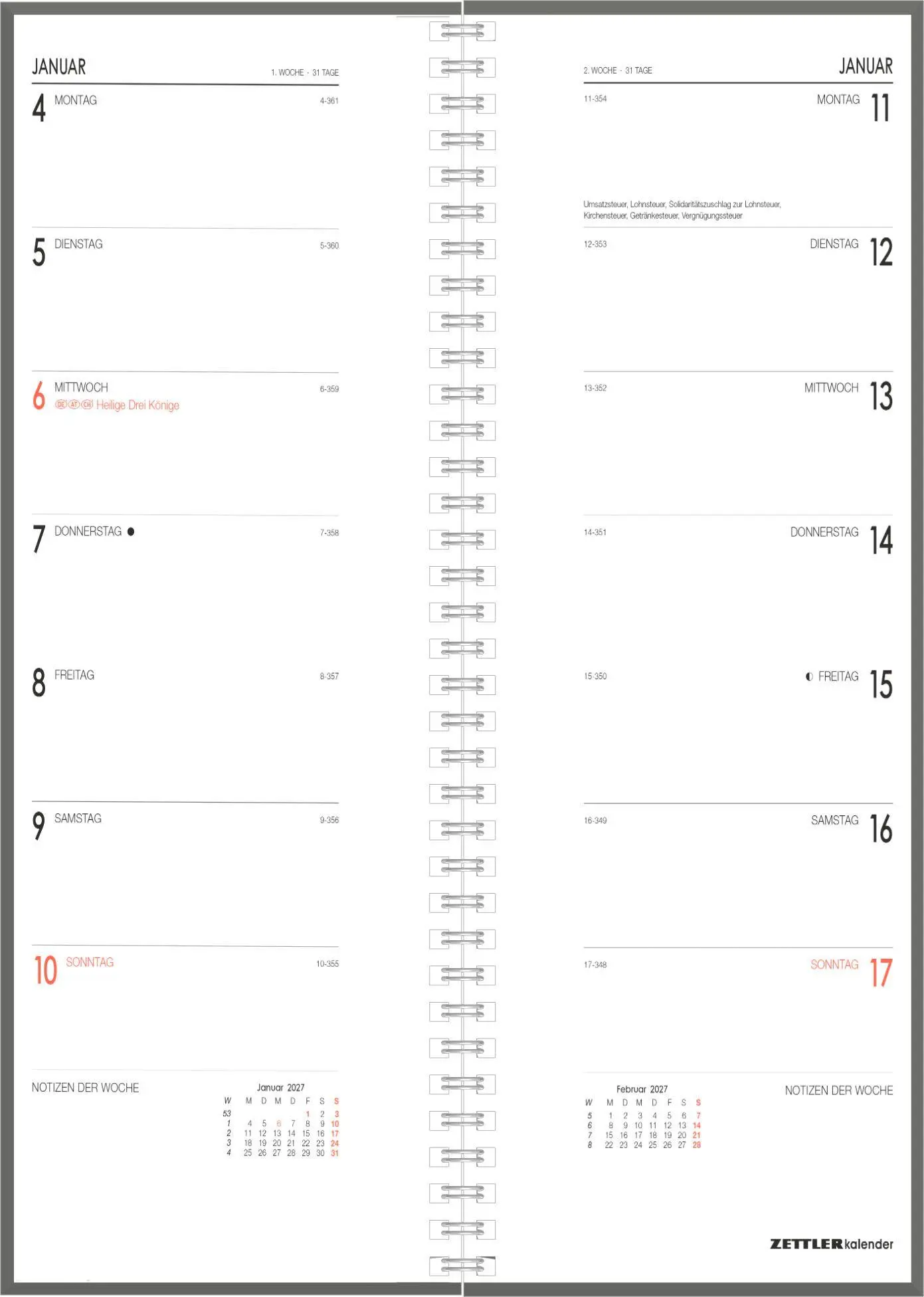 Bild: 4069095014510 | Vormerkbuch 1W/1S 2027 | Neumann Verlage GmbH &amp; Co KG | Kalender