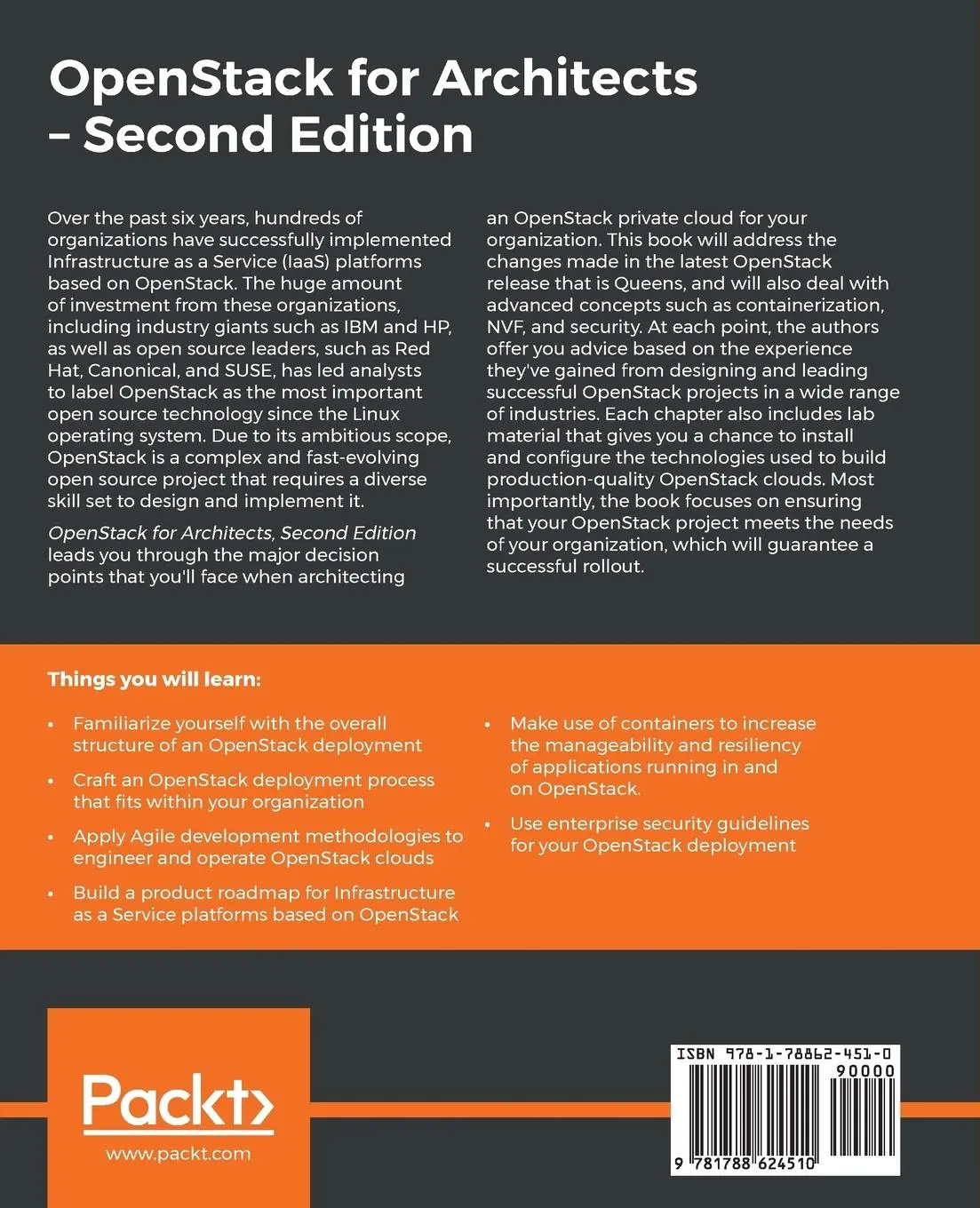 Rückseite: 9781788624510 | OpenStack for Architects - Second Edition | Ben Silverman (u. a.)