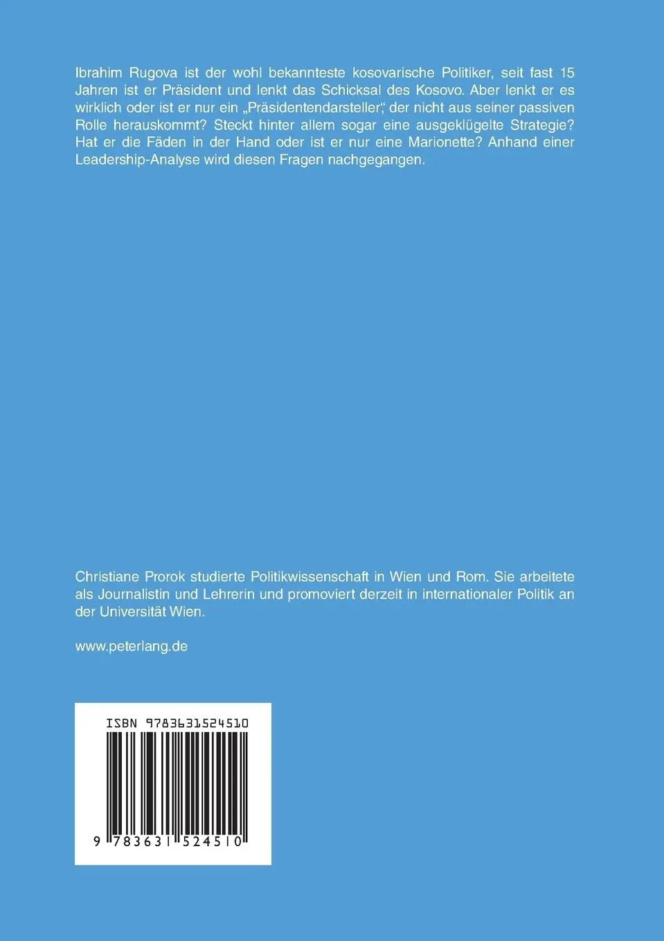 Rückseite: 9783631524510 | Ibrahim Rugovas Leadership | Christiane Prorok | Taschenbuch | 136 S.