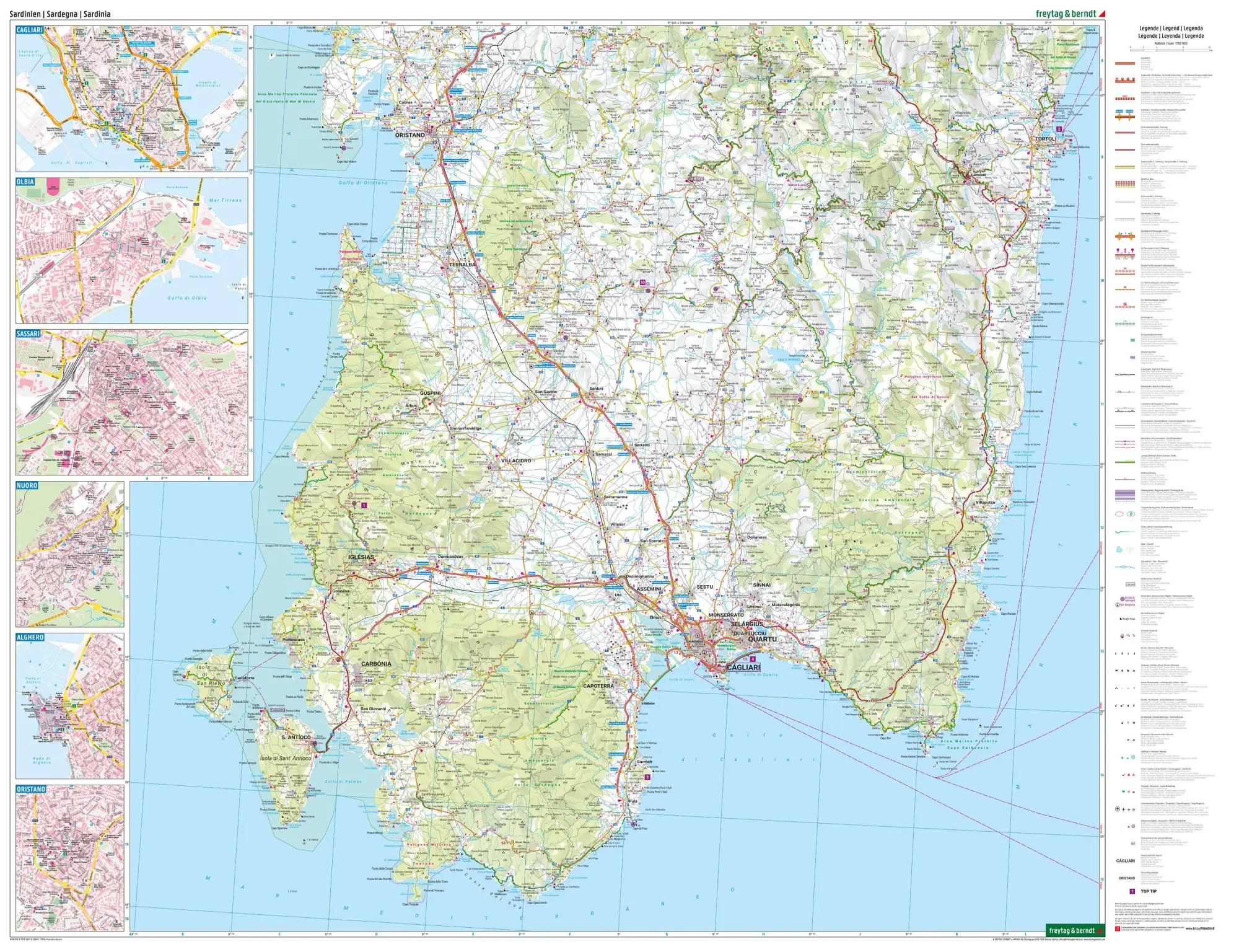 Bild: 9783707924510 | Sardinien, Straßen- und Freizeitkarte 1:150.000, freytag &amp; berndt