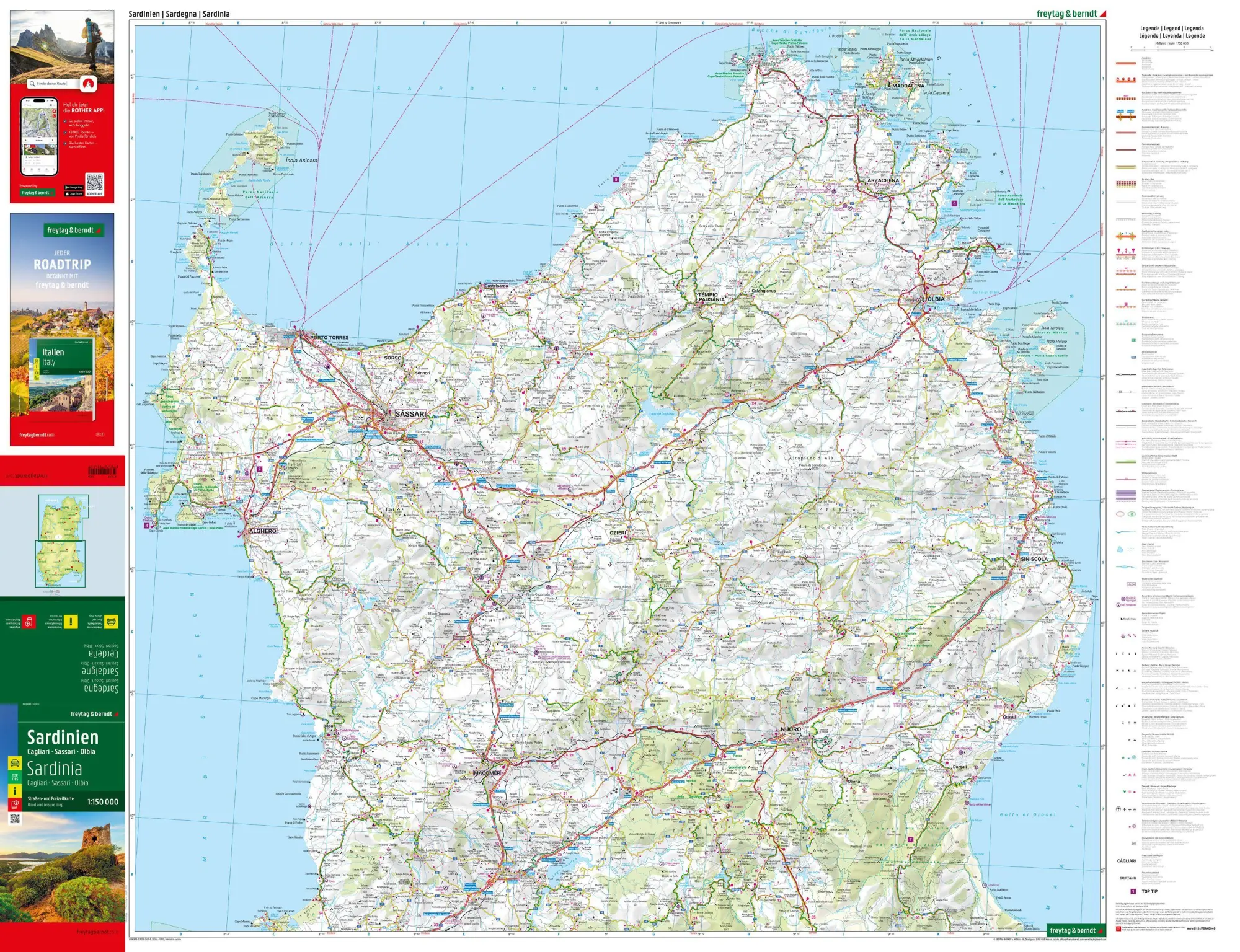 Bild: 9783707924510 | Sardinien, Straßen- und Freizeitkarte 1:150.000, freytag &amp; berndt