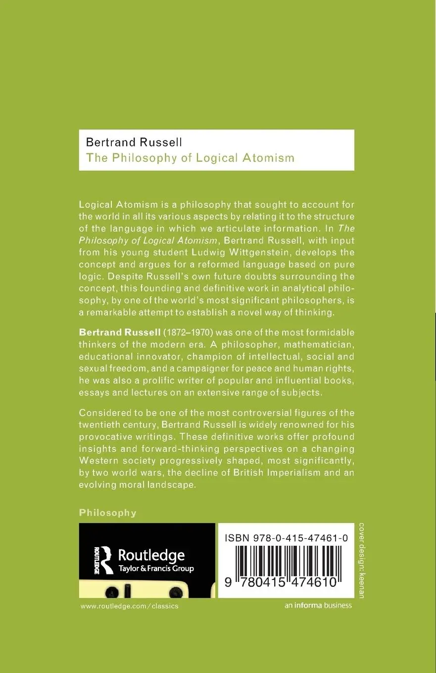 Rückseite: 9780415474610 | The Philosophy of Logical Atomism | Bertrand Russell | Taschenbuch