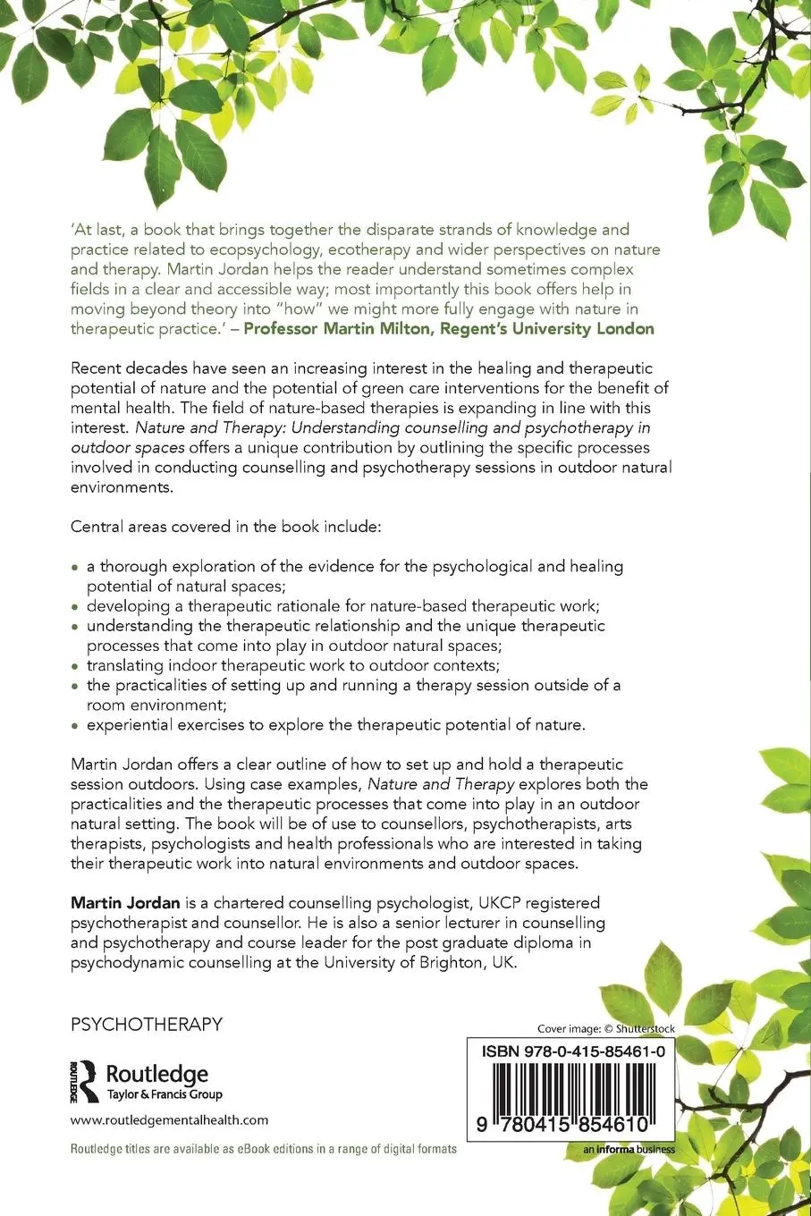 Rückseite: 9780415854610 | Nature and Therapy | Martin Jordan | Taschenbuch | Englisch | 2014