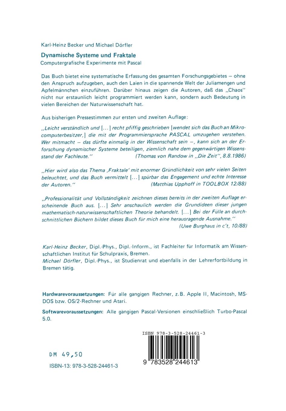 Rückseite: 9783528344610 | Dynamische Systeme und Fraktale | Karl-Heinz Becker (u. a.) | Buch