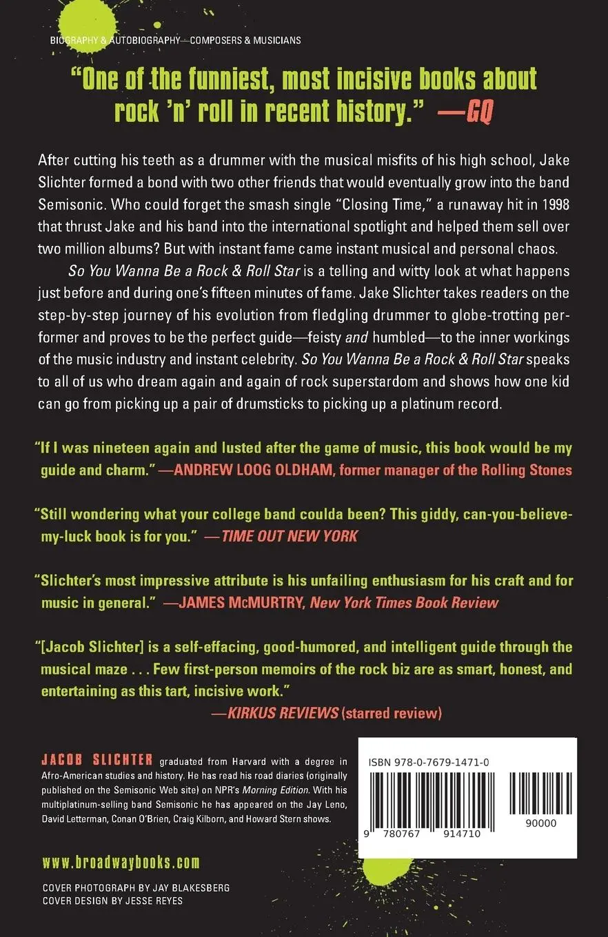 Rückseite: 9780767914710 | So You Wanna Be a Rock &amp; Roll Star | Jacob Slichter | Taschenbuch