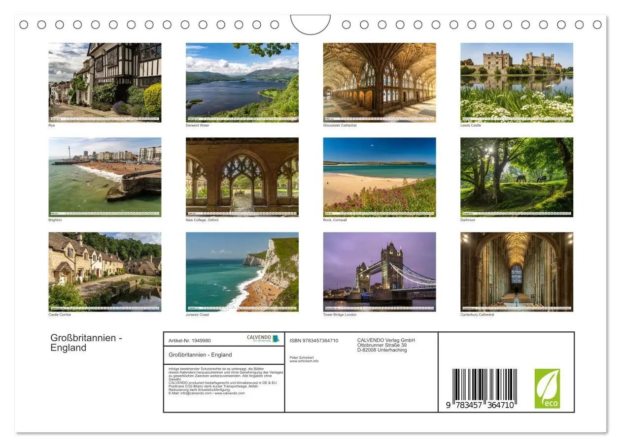 Bild: 9783457364710 | Großbritannien - England (Wandkalender 2026 DIN A4 quer), CALVENDO...