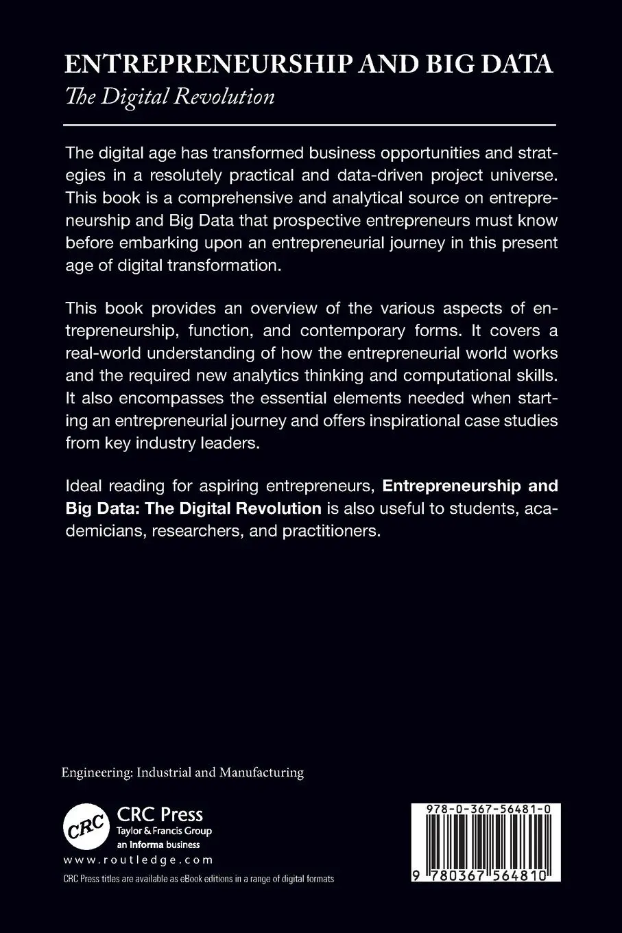 Rückseite: 9780367564810 | Entrepreneurship and Big Data | The Digital Revolution | Taschenbuch