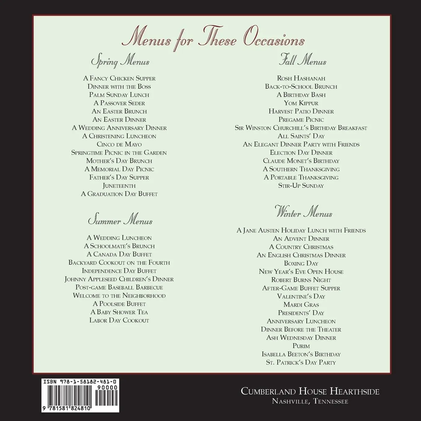 Rückseite: 9781581824810 | Bless this Food | Four Seasons of Menus, Recipes and Table Graces