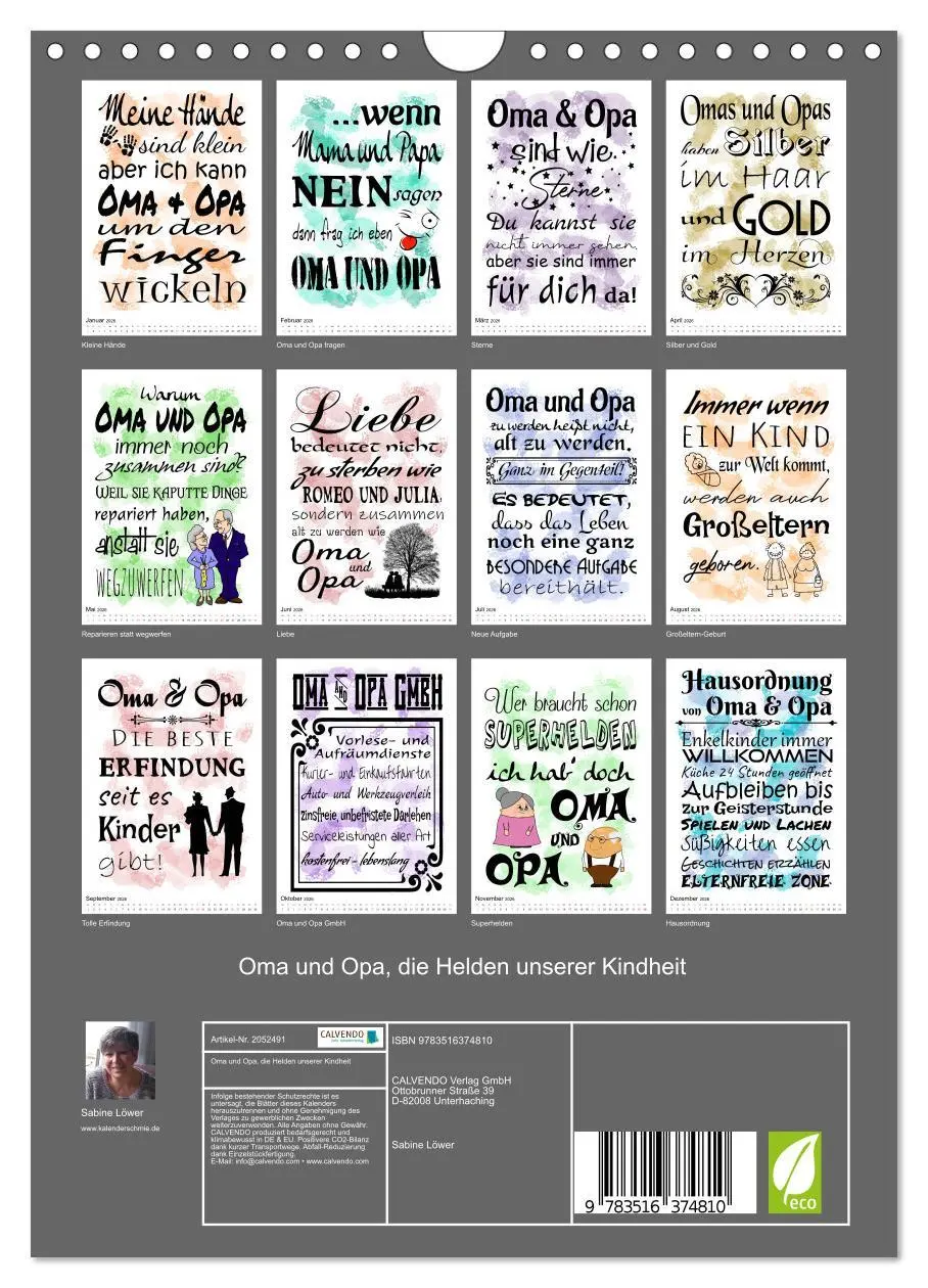 Bild: 9783516374810 | Oma und Opa, die Helden unserer Kindheit (Wandkalender 2026 DIN A4...