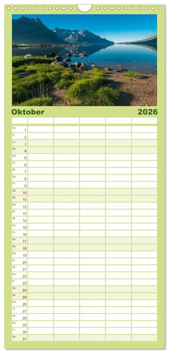 Bild: 9783516514810 | Familienplaner 2026 - Norwegen mit 5 Spalten (Wandkalender, 21 x 45...