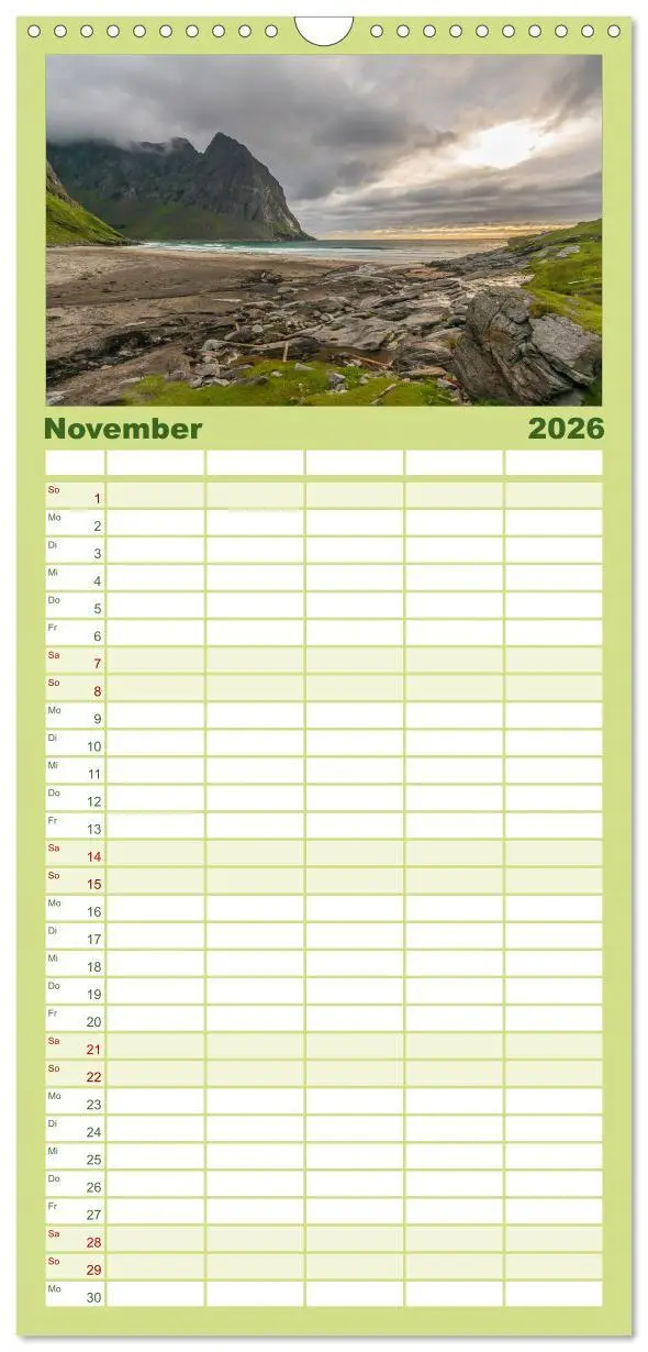 Bild: 9783516514810 | Familienplaner 2026 - Norwegen mit 5 Spalten (Wandkalender, 21 x 45...