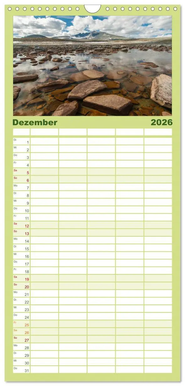 Bild: 9783516514810 | Familienplaner 2026 - Norwegen mit 5 Spalten (Wandkalender, 21 x 45...