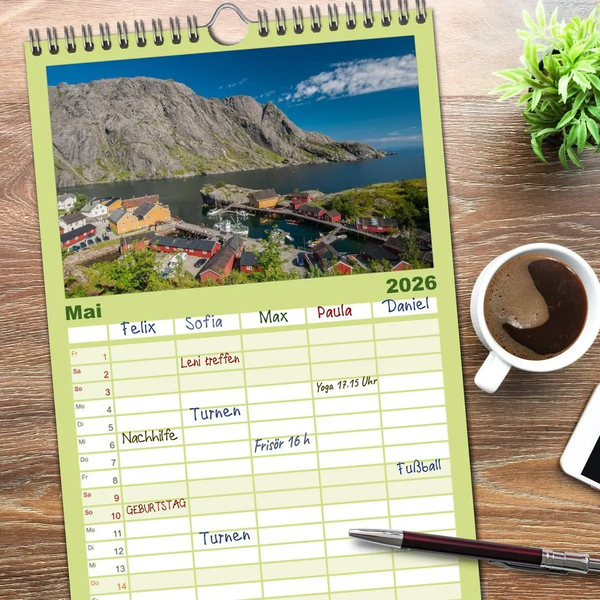 Bild: 9783516514810 | Familienplaner 2026 - Norwegen mit 5 Spalten (Wandkalender, 21 x 45...