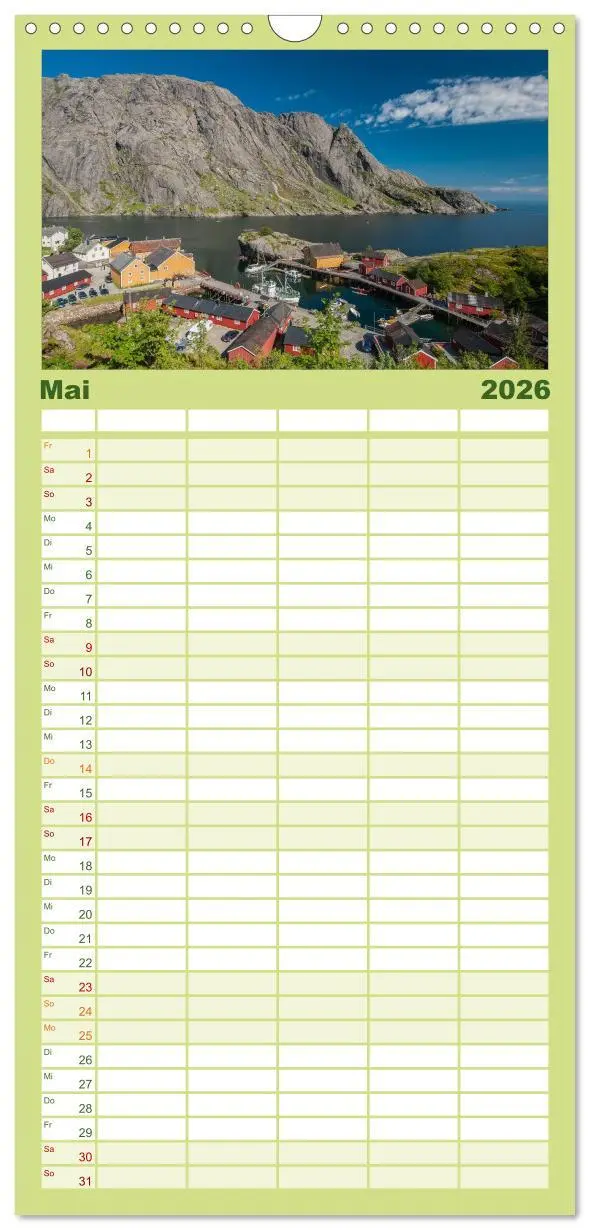 Bild: 9783516514810 | Familienplaner 2026 - Norwegen mit 5 Spalten (Wandkalender, 21 x 45...