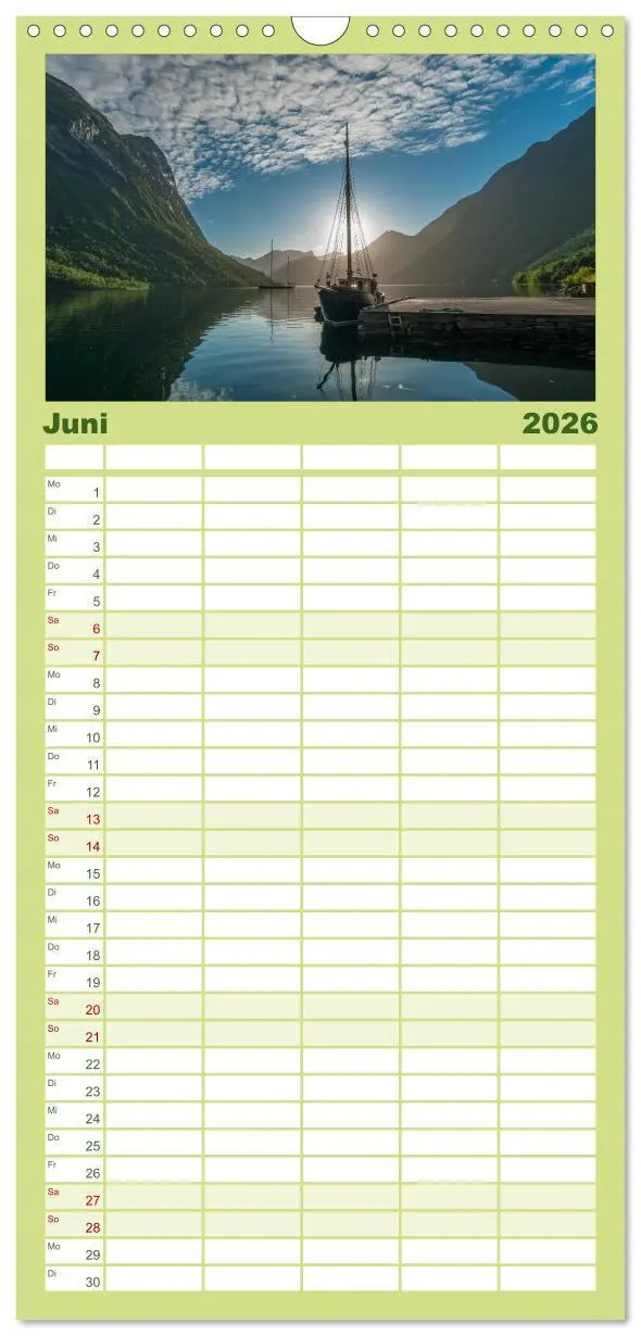 Bild: 9783516514810 | Familienplaner 2026 - Norwegen mit 5 Spalten (Wandkalender, 21 x 45...