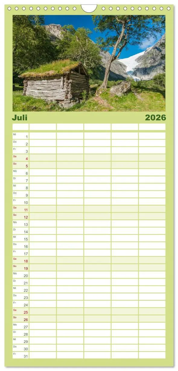 Bild: 9783516514810 | Familienplaner 2026 - Norwegen mit 5 Spalten (Wandkalender, 21 x 45...