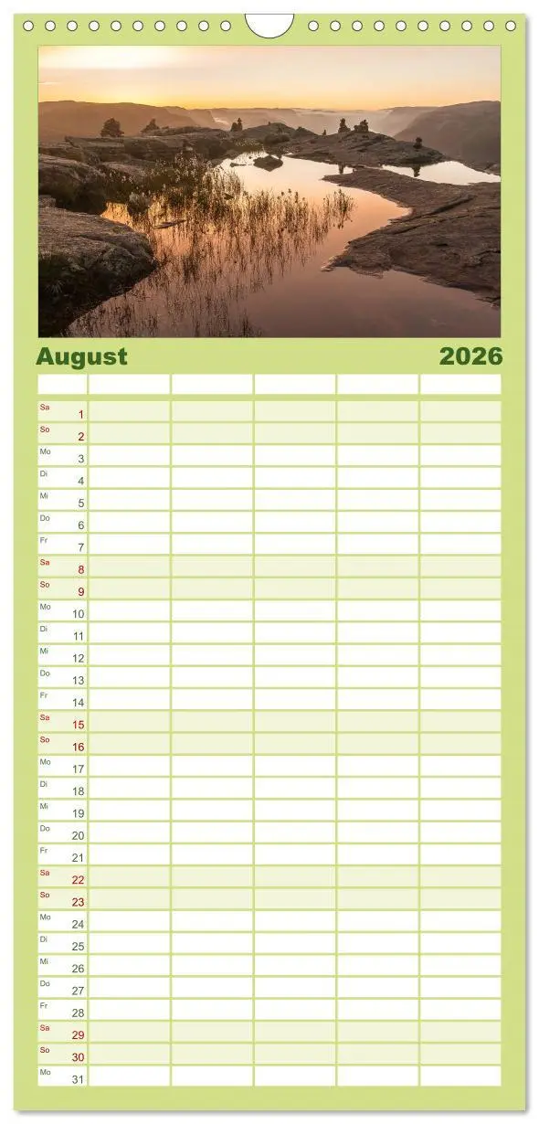 Bild: 9783516514810 | Familienplaner 2026 - Norwegen mit 5 Spalten (Wandkalender, 21 x 45...