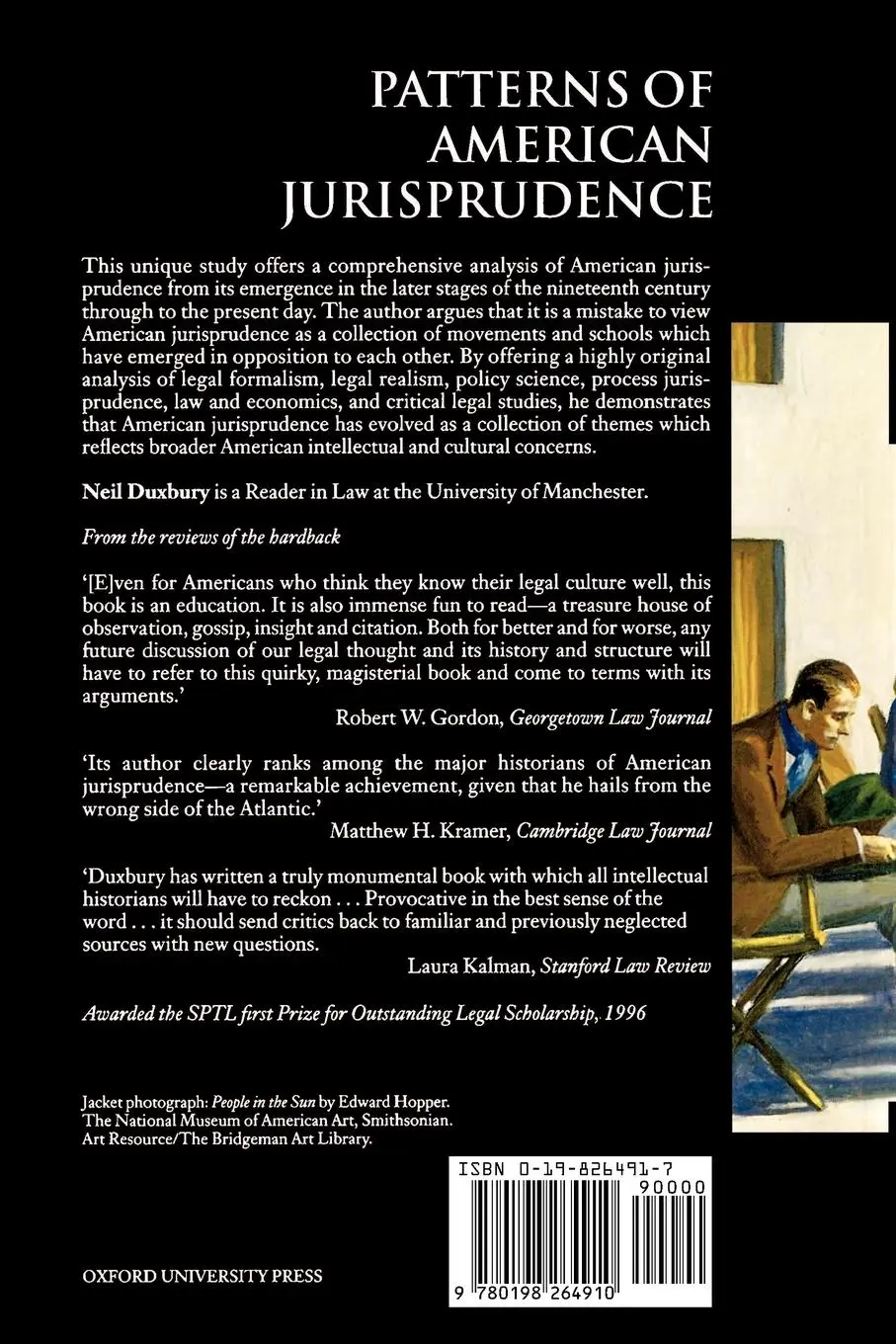 Rückseite: 9780198264910 | Patterns of American Jurisprudence | Neil Duxbury | Taschenbuch | 1997