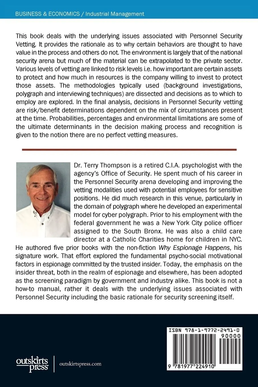 Rückseite: 9781977224910 | Personnel Security Vetting | Issues and More Issues | Terry Thompson