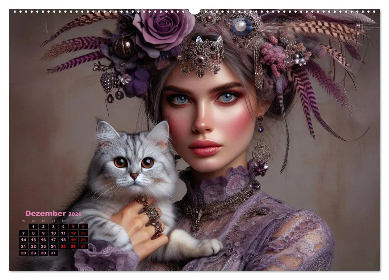 Bild: 9783457344910 | Luxuriöser Bohemian Flair - Elegante Frauen mit anmutigen Katzen...