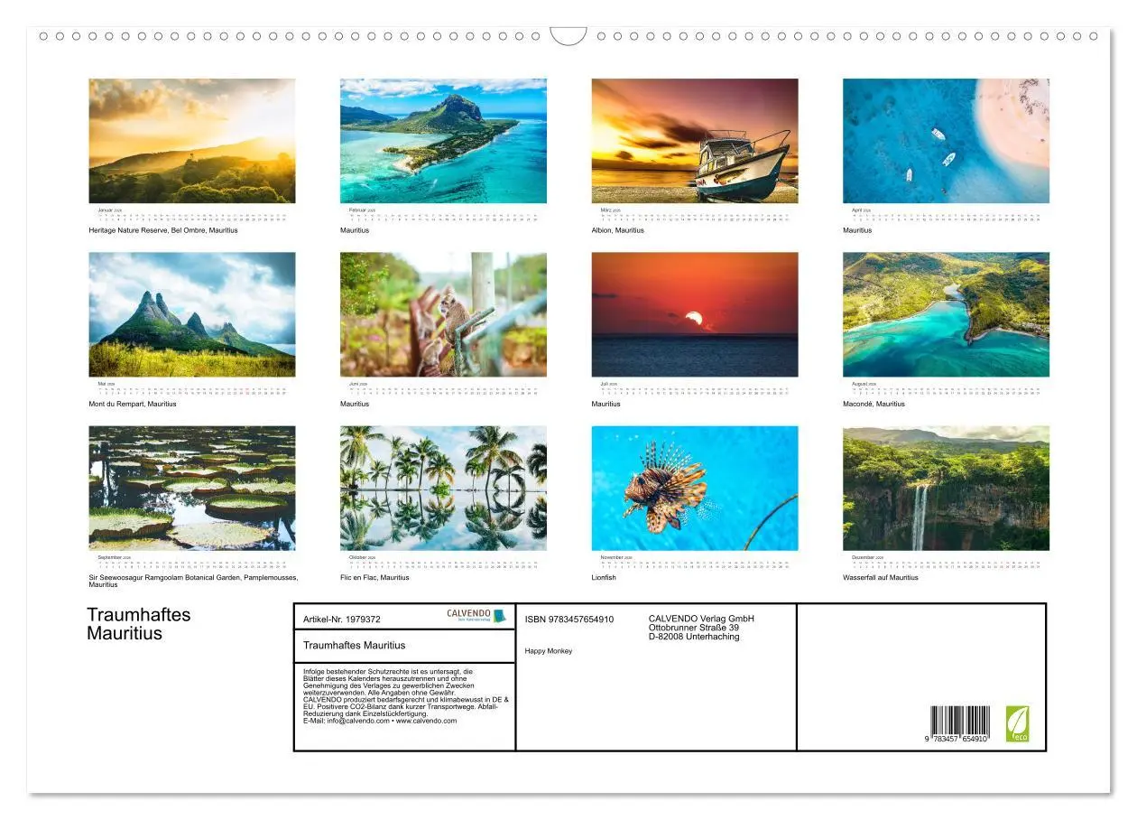 Bild: 9783457654910 | Traumhaftes Mauritius (Wandkalender 2026 DIN A2 quer), CALVENDO...
