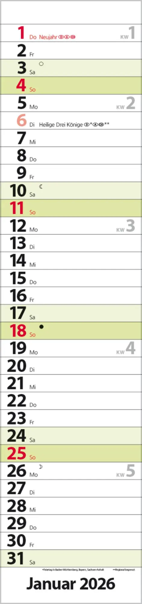 Bild: 9783731884910 | Streifenplaner Compact Grün 2026 | Verlag Korsch | Kalender | 13 S.