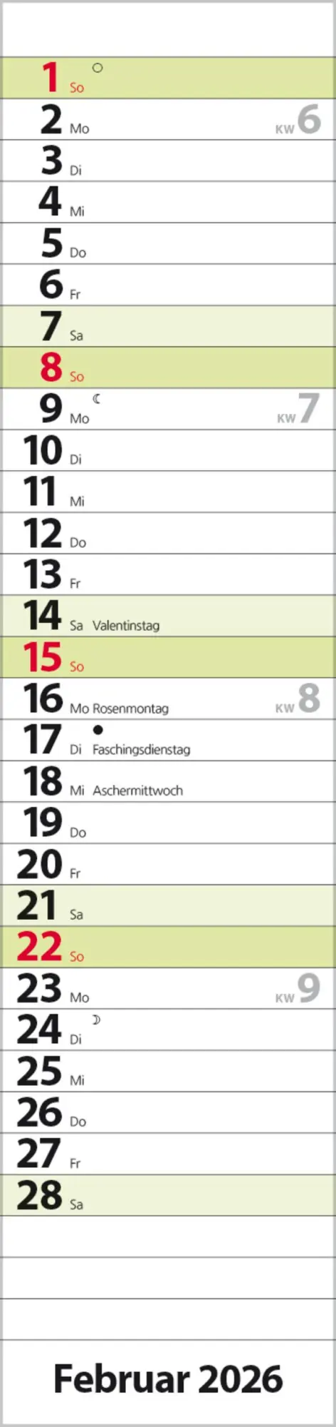 Bild: 9783731884910 | Streifenplaner Compact Grün 2026 | Verlag Korsch | Kalender | 13 S.