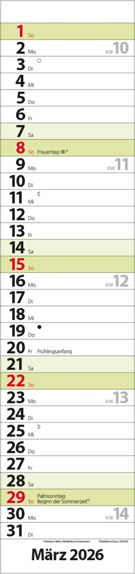 Bild: 9783731884910 | Streifenplaner Compact Grün 2026 | Verlag Korsch | Kalender | 13 S.