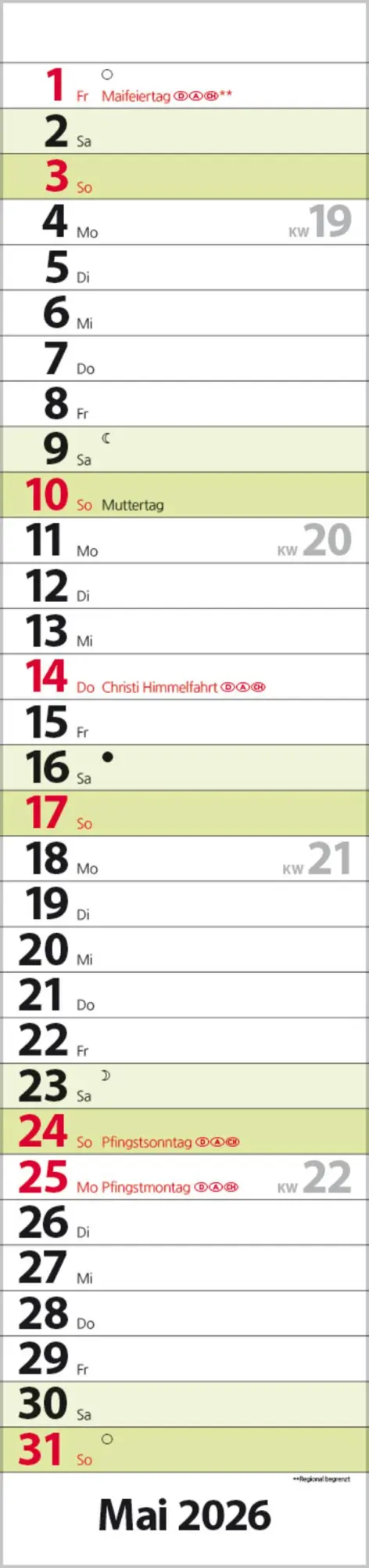 Bild: 9783731884910 | Streifenplaner Compact Grün 2026 | Verlag Korsch | Kalender | 13 S.