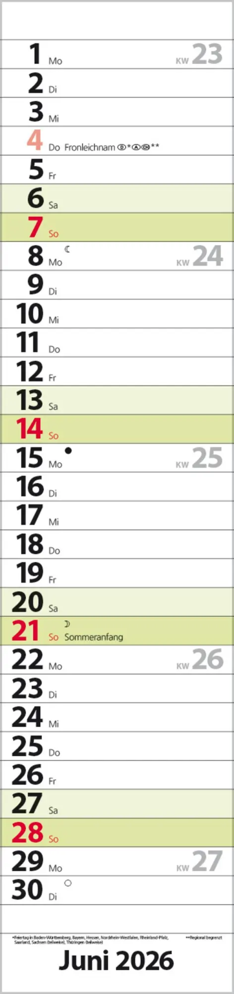 Bild: 9783731884910 | Streifenplaner Compact Grün 2026 | Verlag Korsch | Kalender | 13 S.