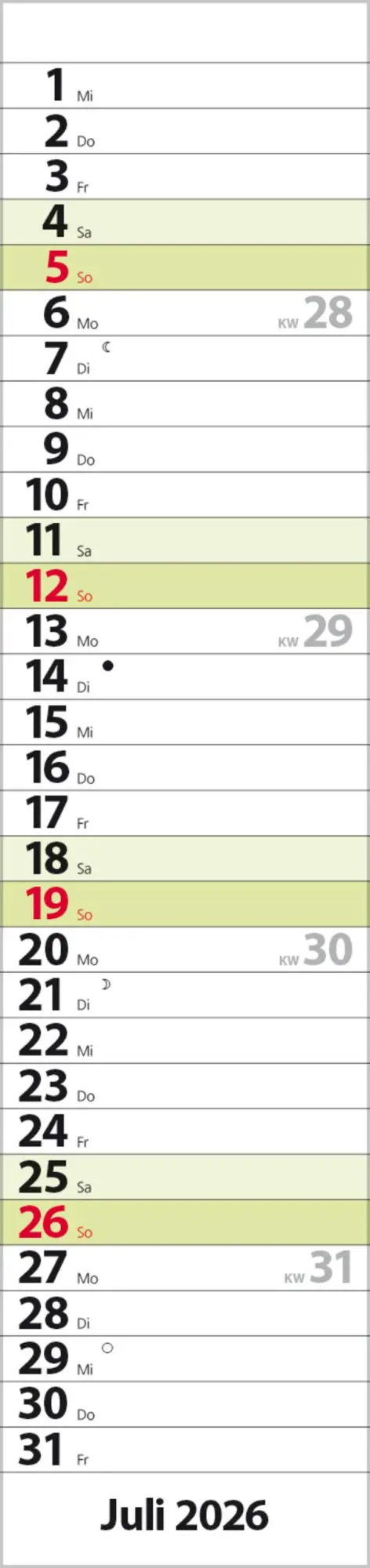 Bild: 9783731884910 | Streifenplaner Compact Grün 2026 | Verlag Korsch | Kalender | 13 S.