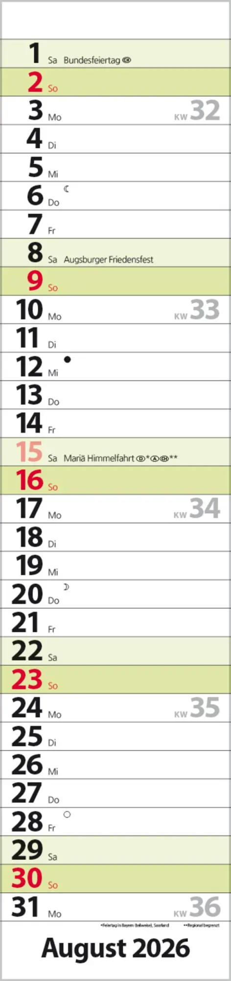 Bild: 9783731884910 | Streifenplaner Compact Grün 2026 | Verlag Korsch | Kalender | 13 S.