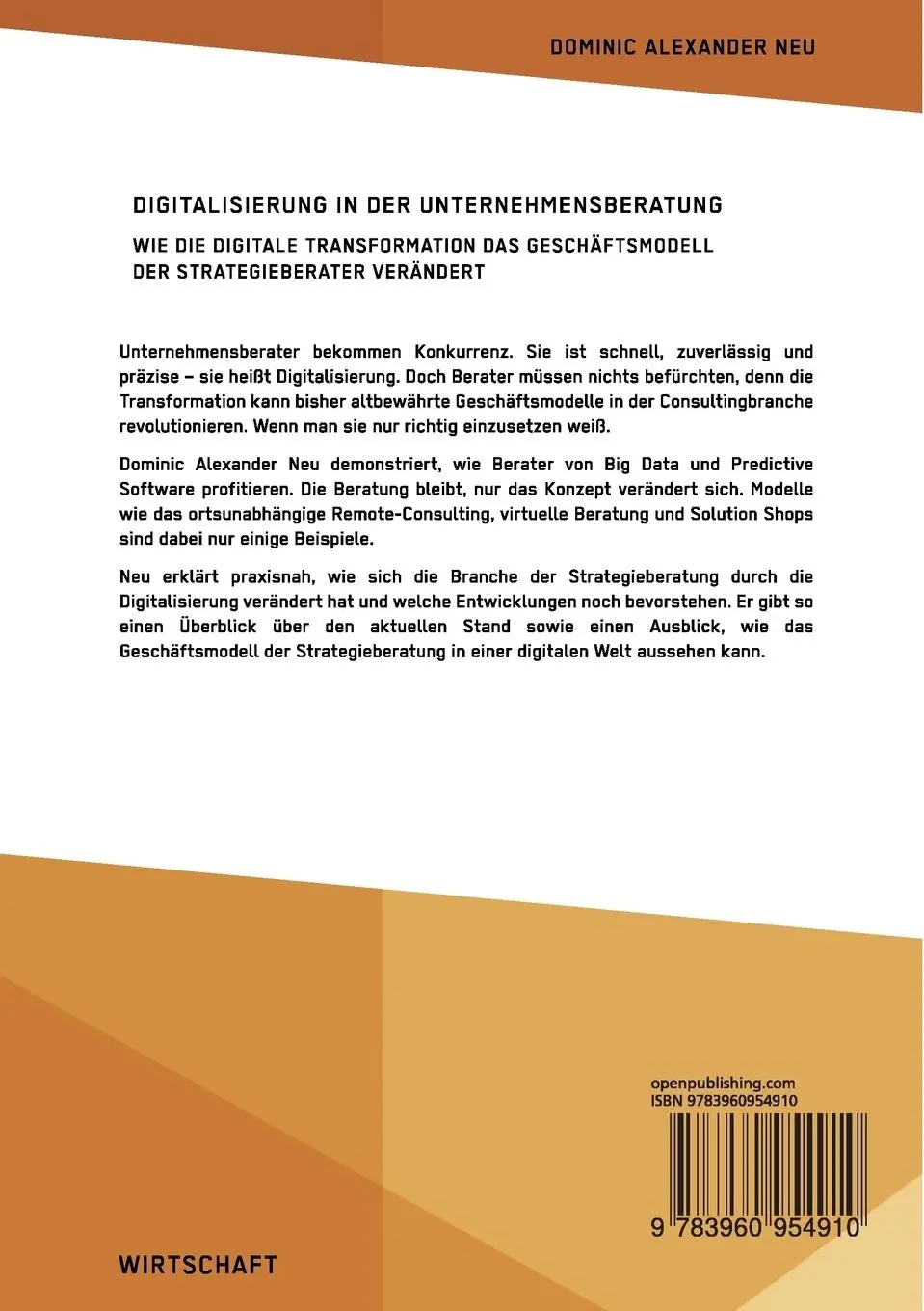 Rückseite: 9783960954910 | Digitalisierung in der Unternehmensberatung. Wie die digitale...