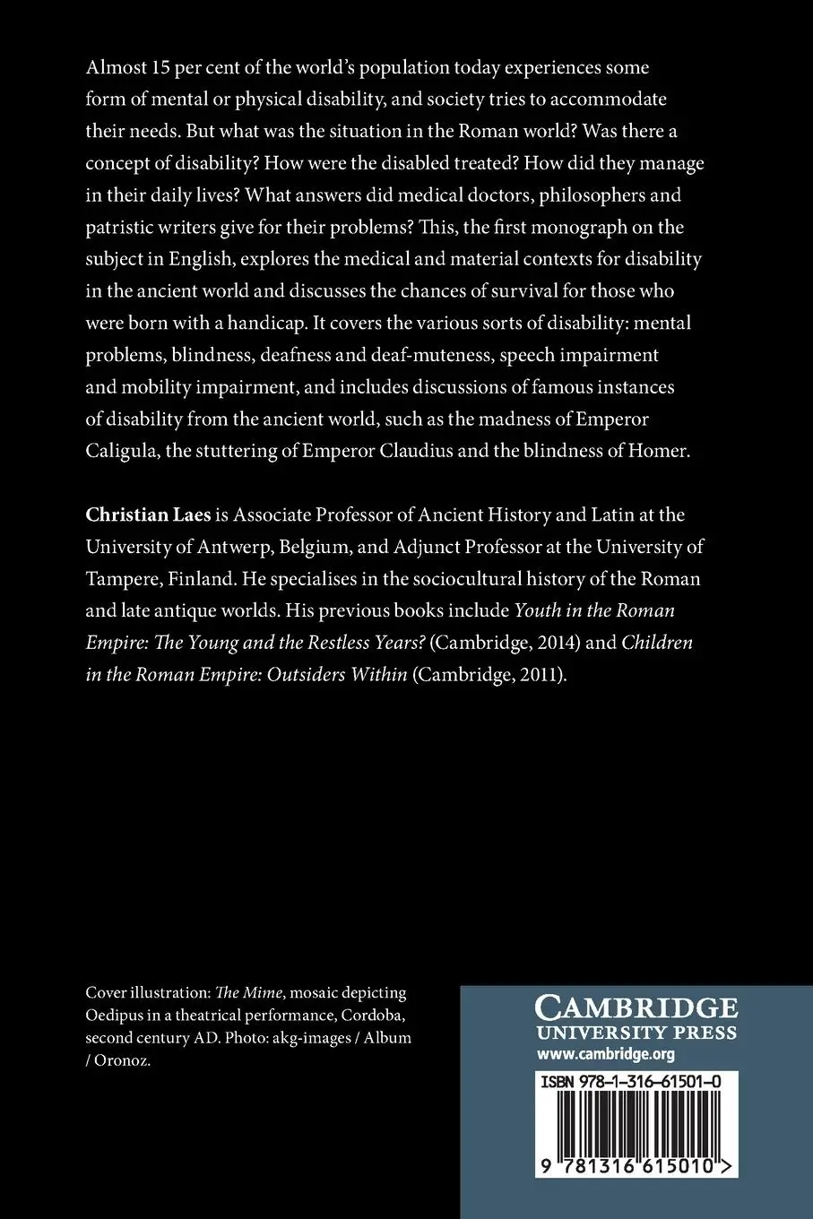 Rückseite: 9781316615010 | Disabilities and the Disabled in the Roman World | Christian Laes