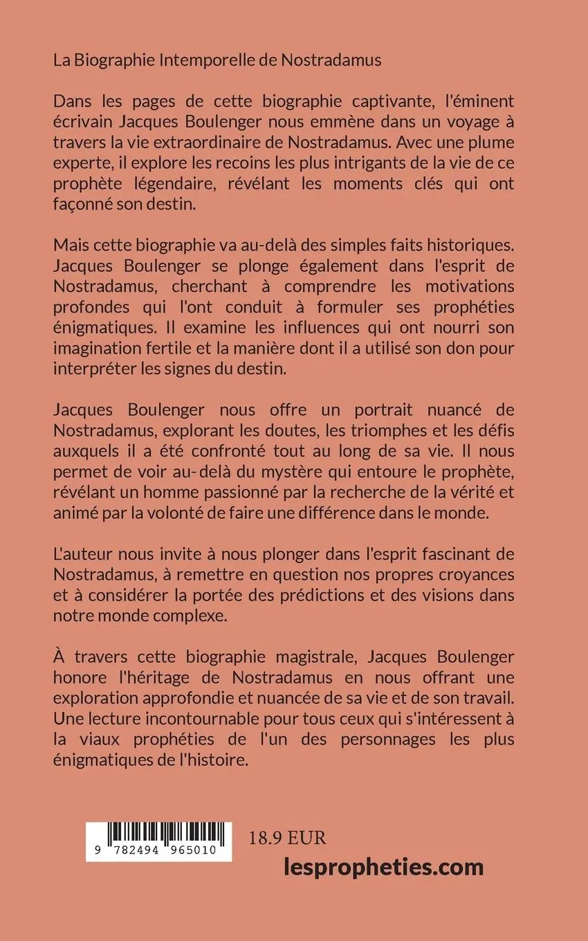 Rückseite: 9782494965010 | Biographie de Nostradamus | Jacques Boulenger | Taschenbuch | 2023