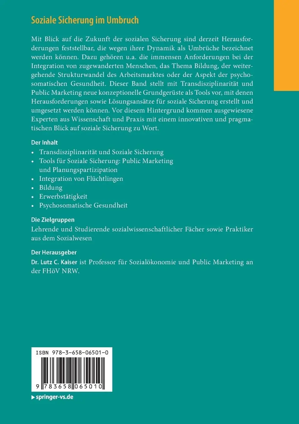 Rückseite: 9783658065010 | Soziale Sicherung im Umbruch | Lutz C. Kaiser | Taschenbuch | ix