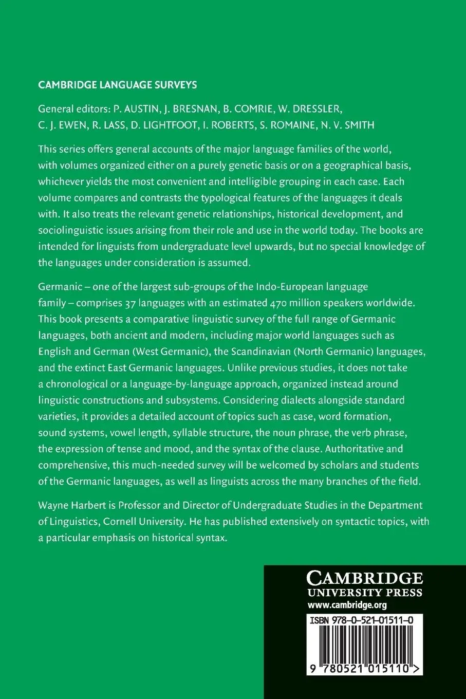 Rückseite: 9780521015110 | The Germanic Languages | Wayne Harbert | Taschenbuch | Paperback