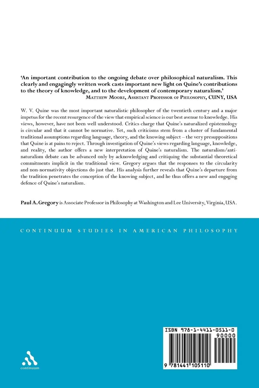Rückseite: 9781441105110 | Quine's Naturalism | Language, Theory and the Knowing Subject | Buch