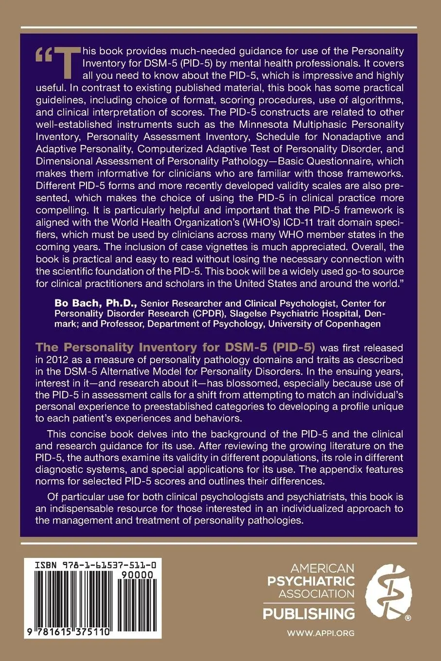 Rückseite: 9781615375110 | Understanding the Personality Inventory for DSM-5 (PID-5) | Buch